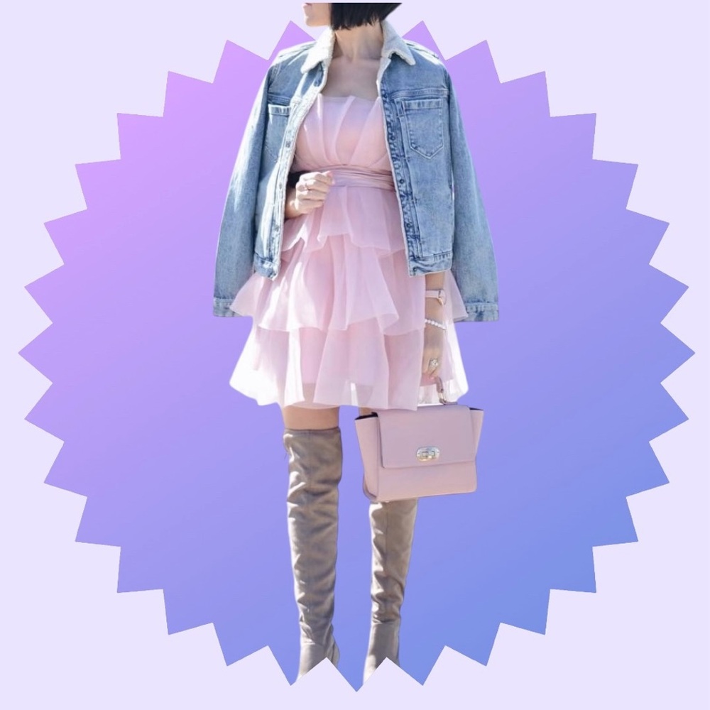 Laura Petites pink tulle tiered dress